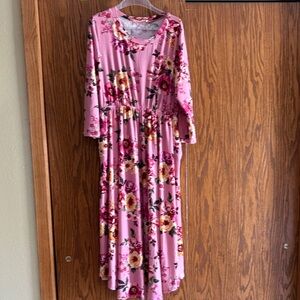 Floral Pink Midi Dress